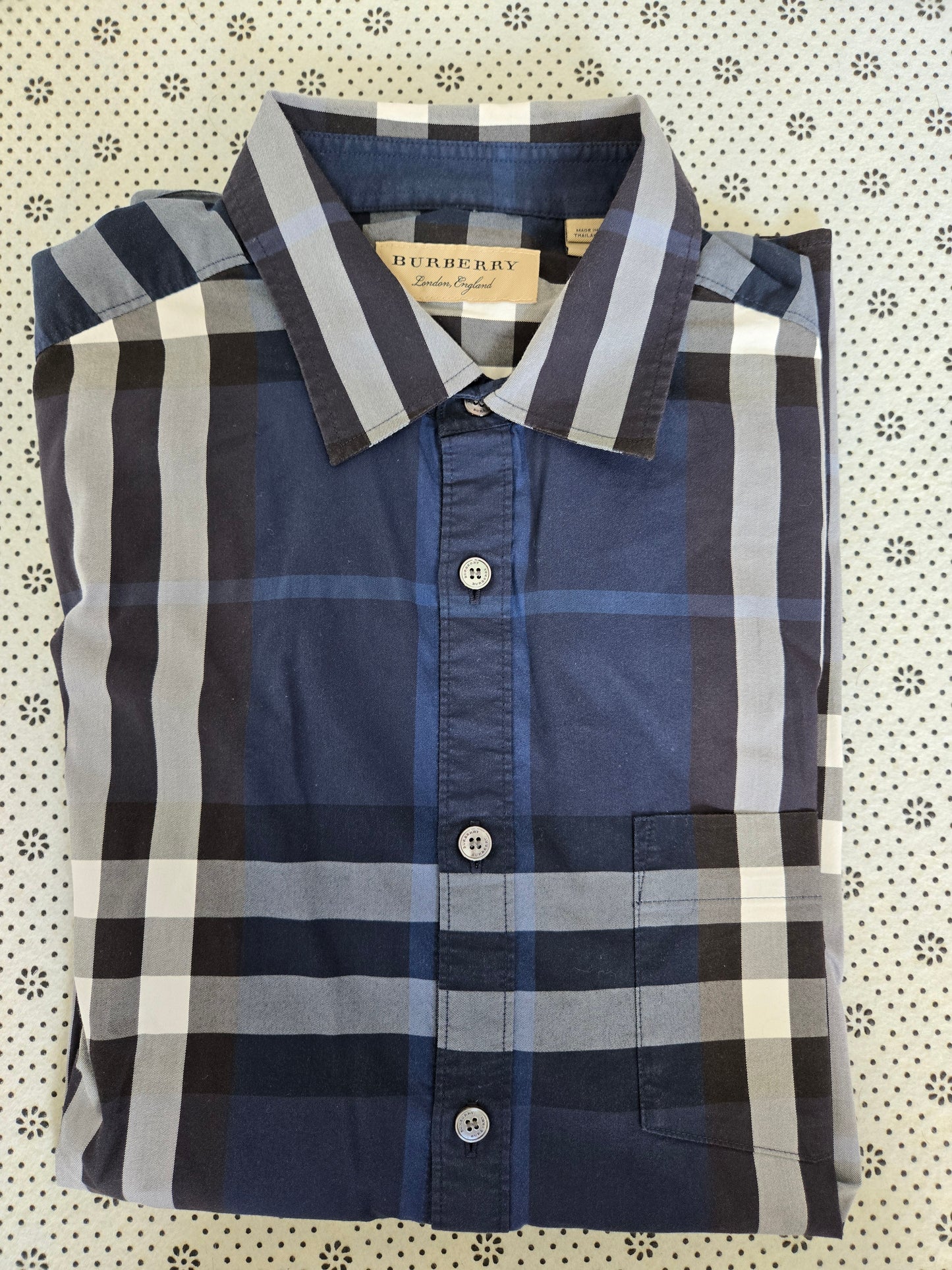 Burberry Navy Chequered Shirt