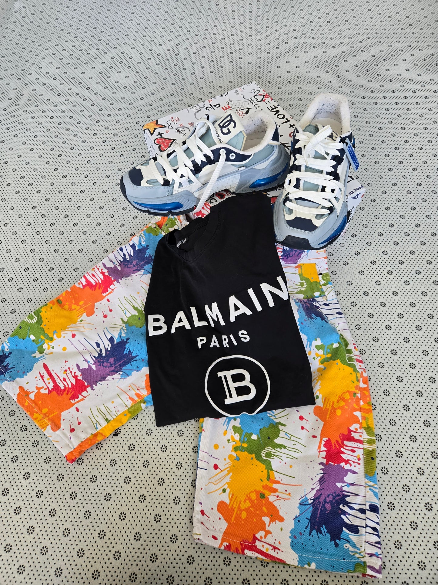 Rainbow paint shorts