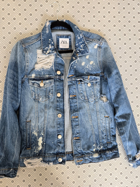 ZARA Men's Ripped Denim Jacket