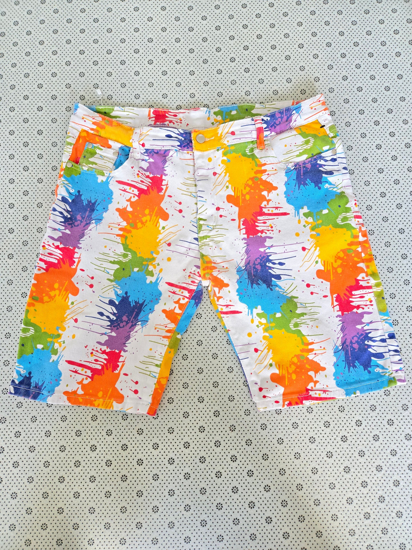 Rainbow paint shorts