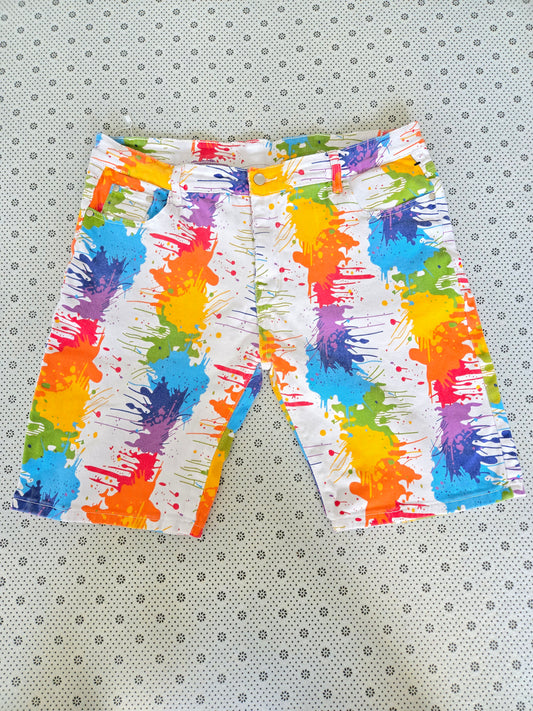 Rainbow paint shorts