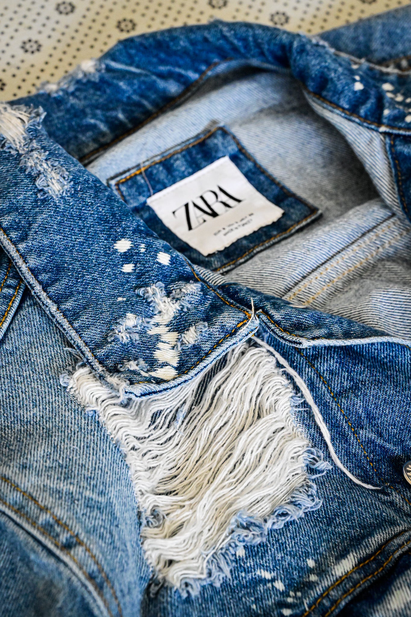 ZARA Men's Ripped Denim Jacket