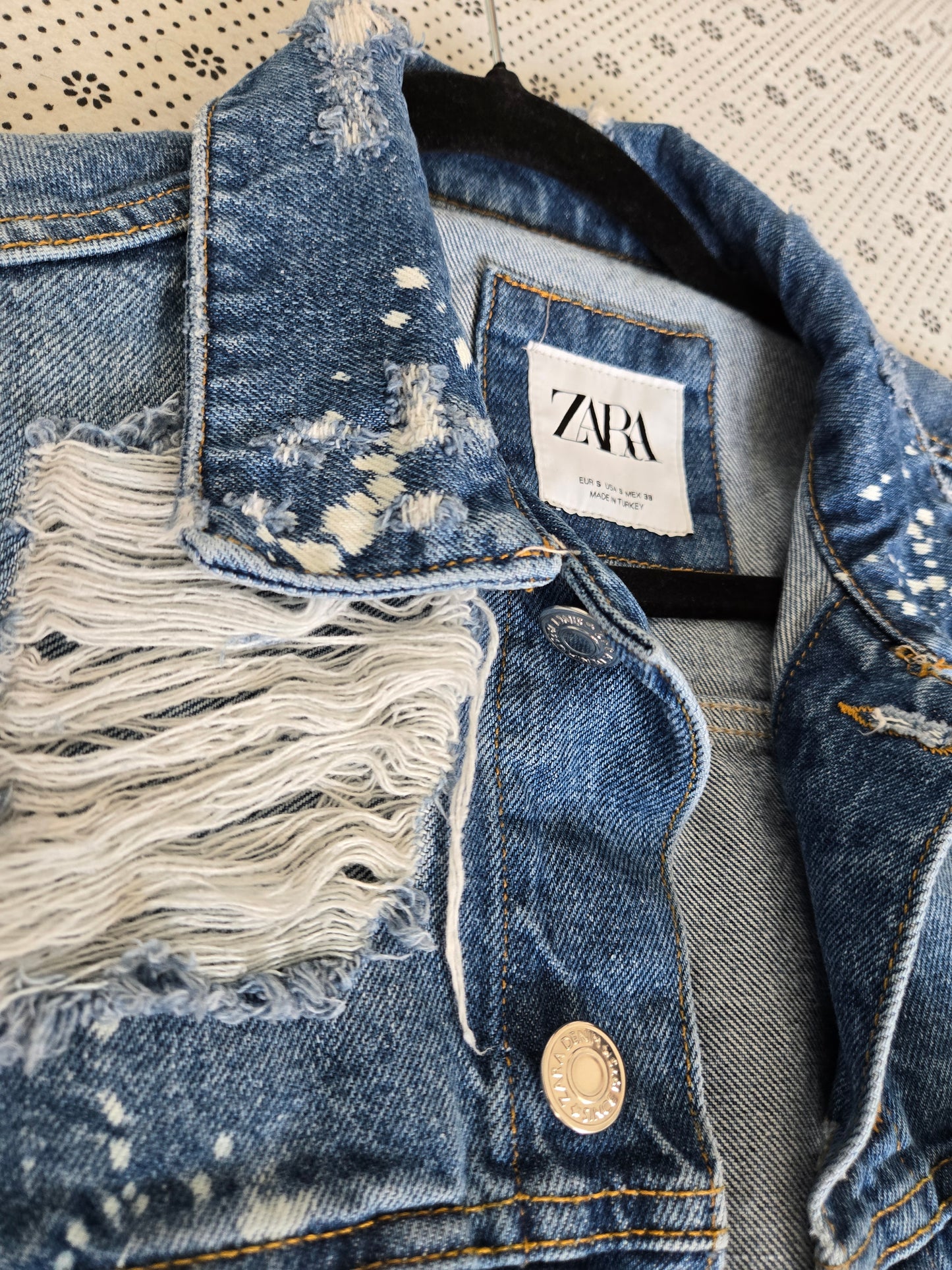 ZARA Men's Ripped Denim Jacket