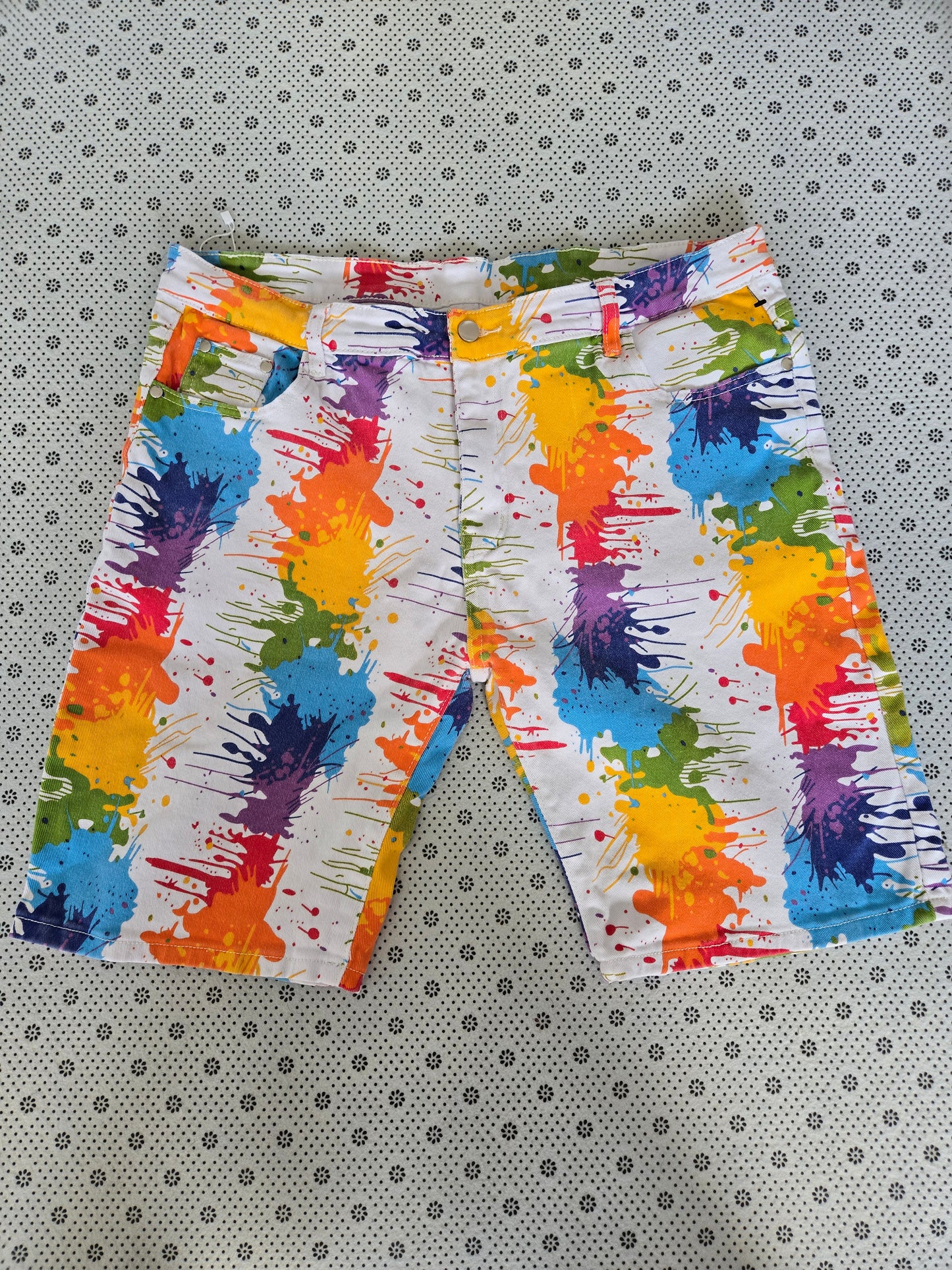 Rainbow paint shorts