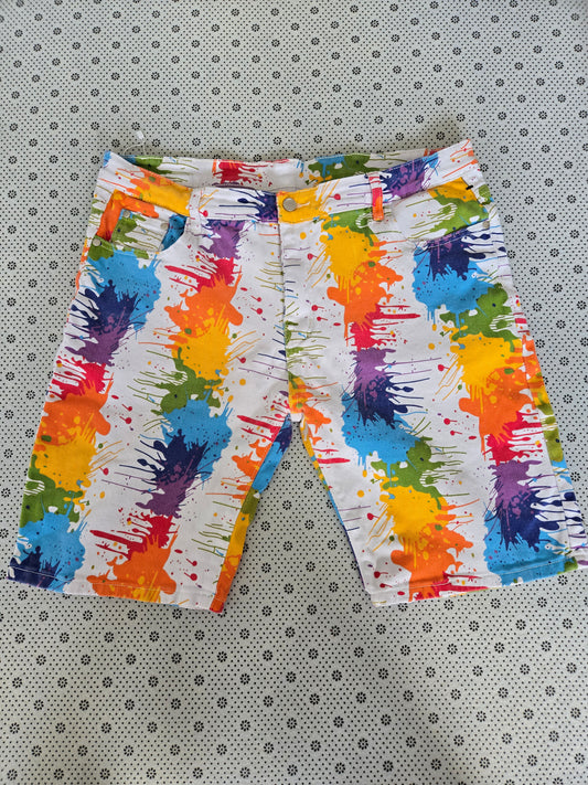 Rainbow paint shorts
